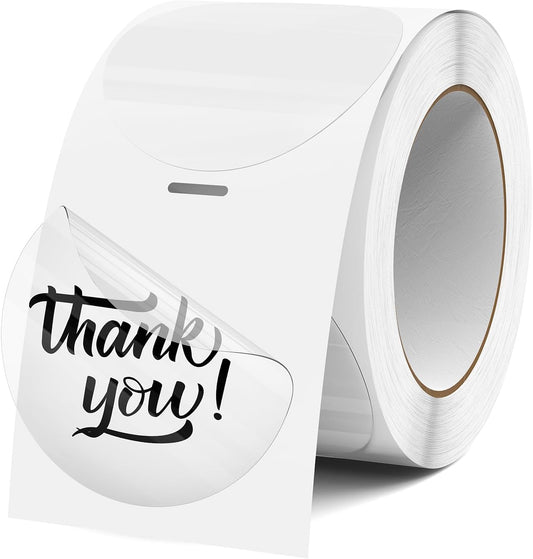 Transparent Thermal Labels Round 1.5 Inch Self Adhesive Circle Clear Printer Stickers Vinyl Waterproof Roll Decals Name Tag for Address Design DIY Logo Business 300 PCS