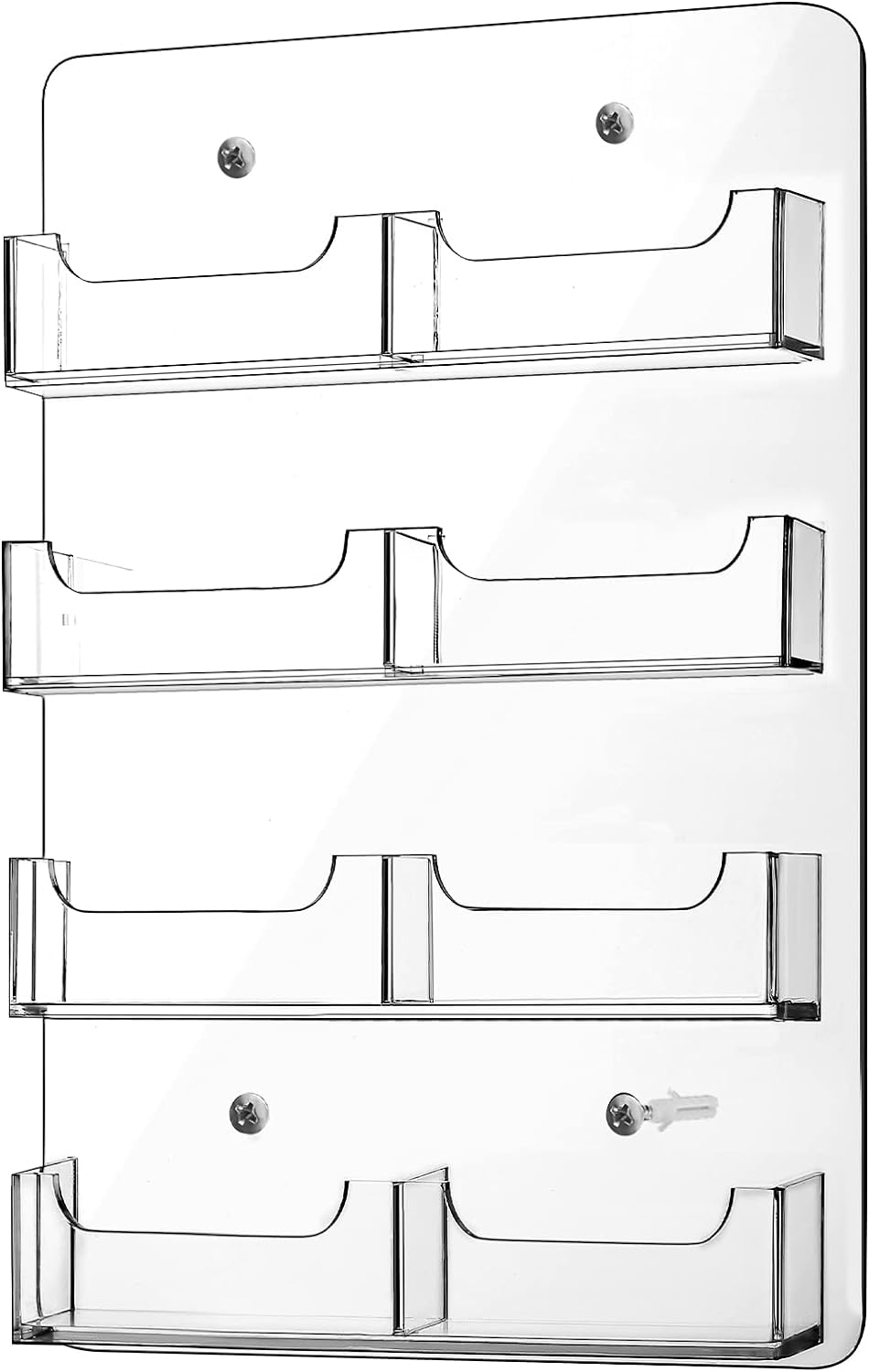 Hillban Acrylic Business Card Holder Wall Mount Clear Sticker Display Rack Multiple Card Holders Clear Acrylic Organizing Sticker Display Stand Pre Drilled(8 Pockets)