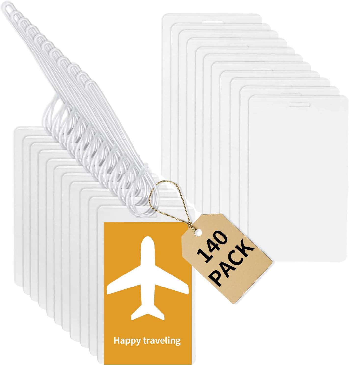 140 Sets 5 Mil 4.3x2.6inches Laminating Pouches with Slot Hole,Printable Luggage Tags with Clear Loop,Kit Resealable for Work Permits Pass Cards Student ID Cards Gift Tags Homemade Ornaments