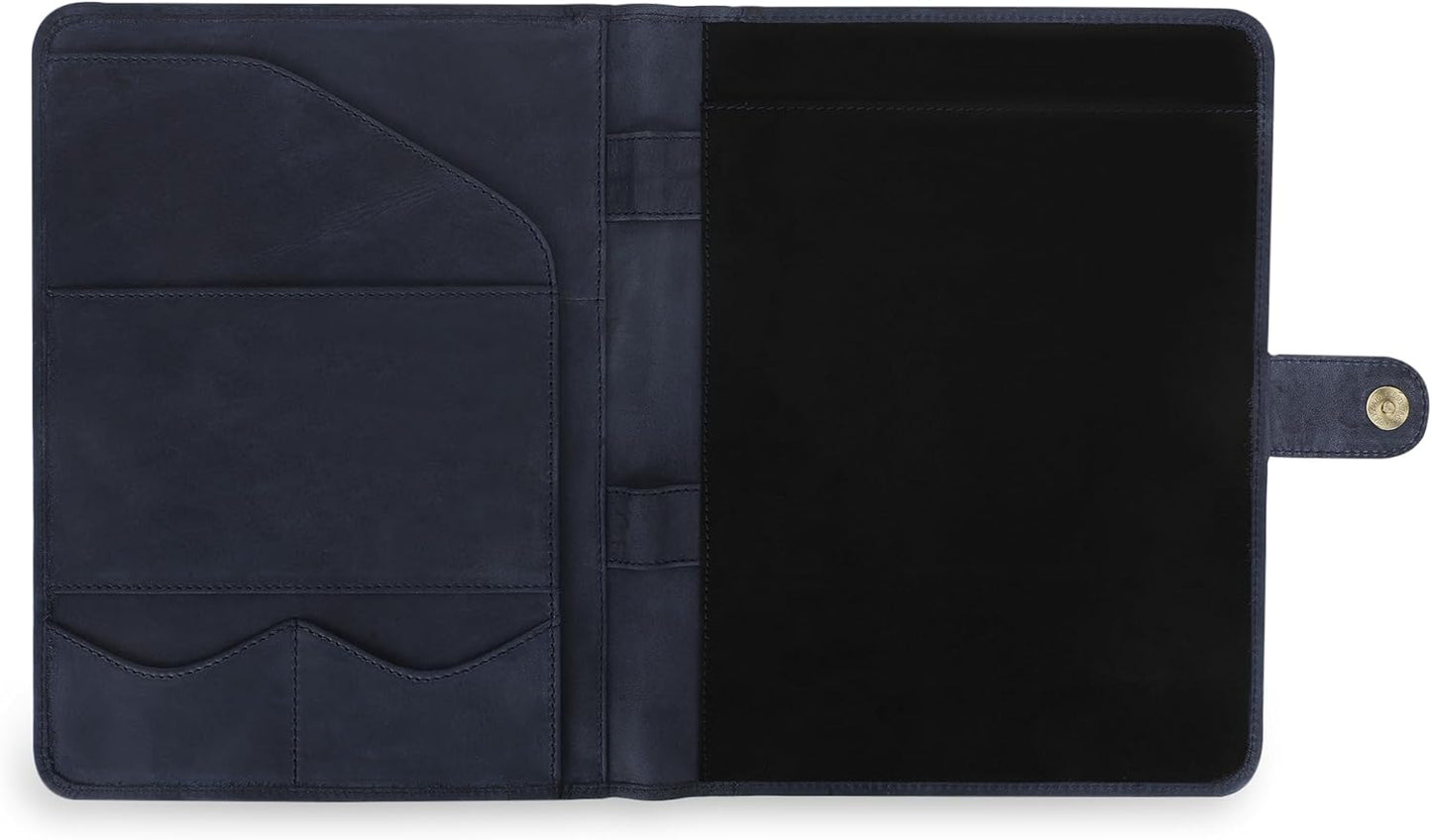 Leather Padfolio Legal Pad Portfolio Organizer | Handmade Executive Notebook Binder | Heavy Duty Full Grain Cow Hide Resume Interview Folio for Men Women, Rustic NoteBook Folder (Blue)