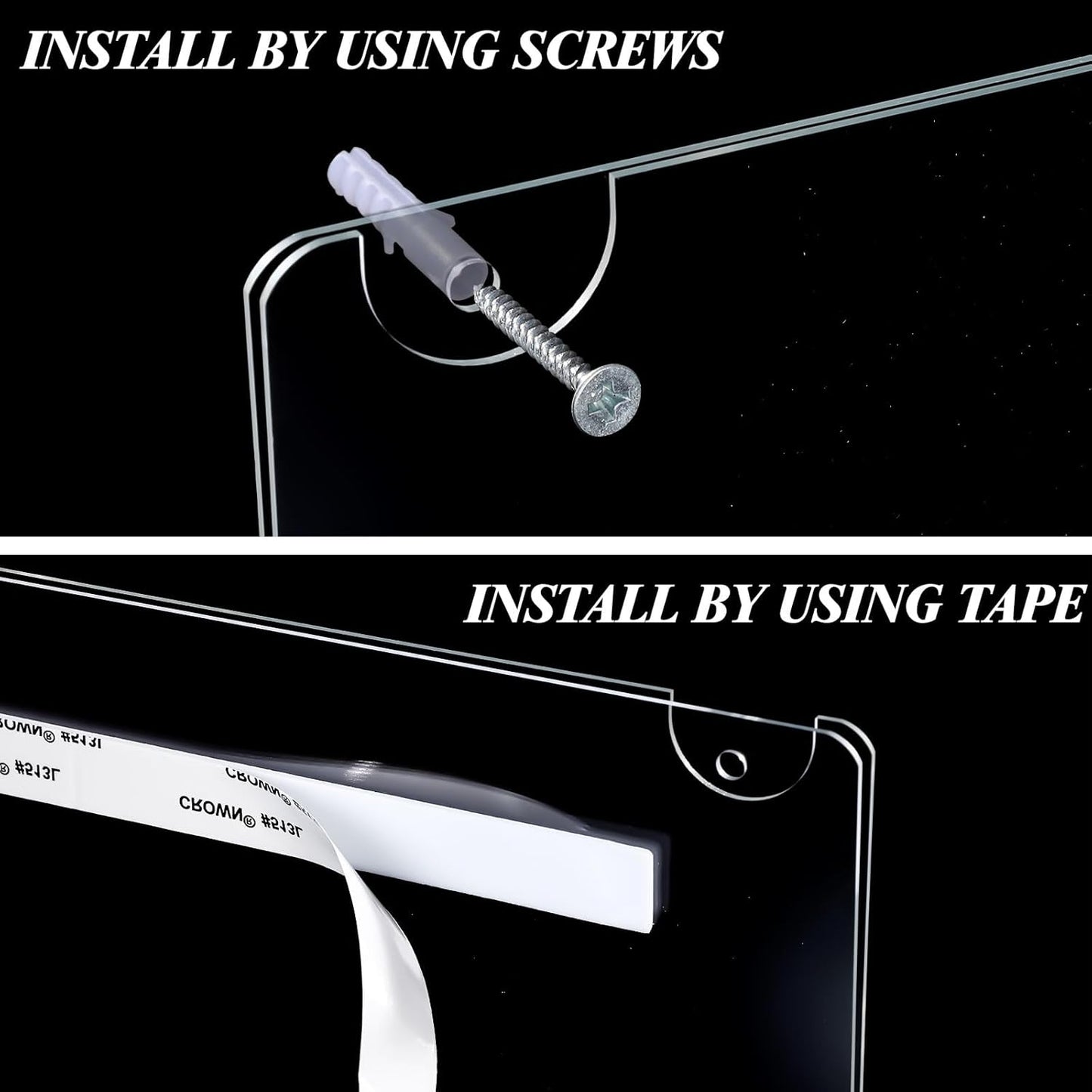 6pack Acrylic Wall Sign Holder with Serews&Tape,8.5 X 11 Wall Mount Clear Plastic Sign Holder,Memo Document Menu Holder for Restaurant, Office, School, Store and Home Use,Support No Drilling