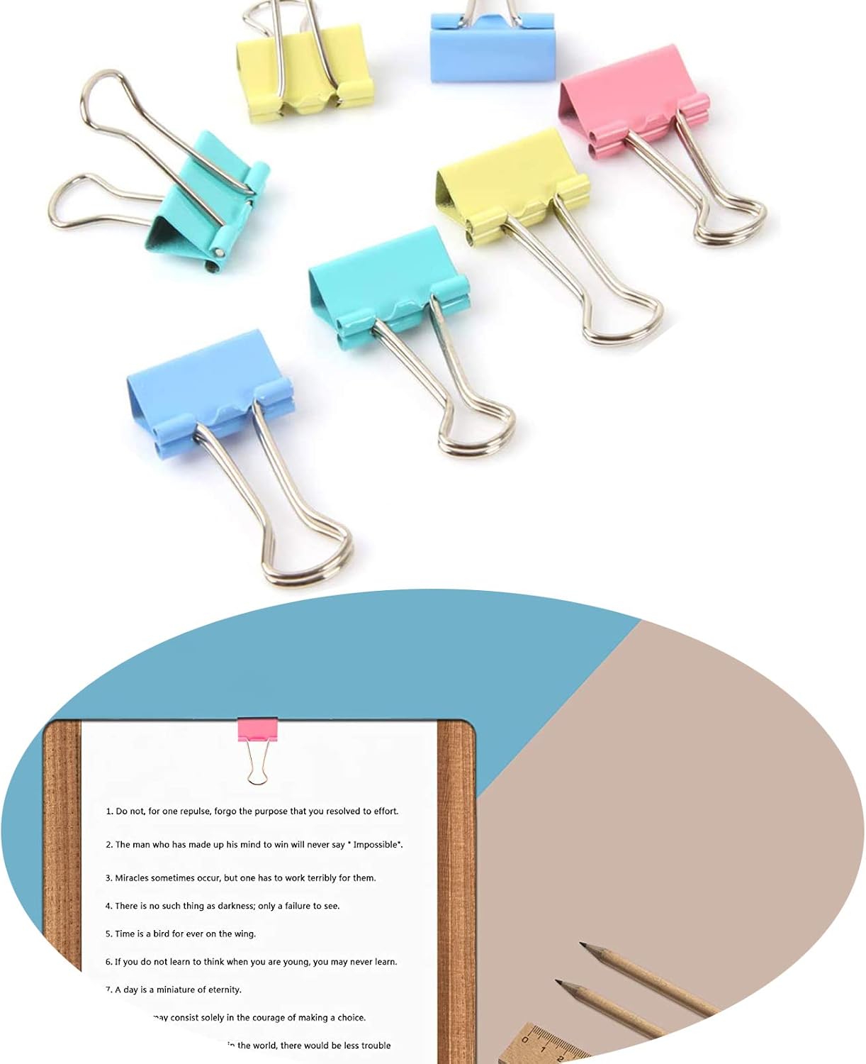 Ufmarine Small Binder Clips 1 inch Length, Colorful, for Office (64 Pcs)