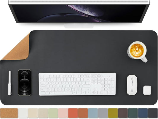 Cork Desk Mat - Dual-Sided Desk Pad for Office and Home - Desk Organization and Accessories - Ideal for Large Mouse Pad and Desk Mats on Top of Desks(Black,90cmx 43cm)