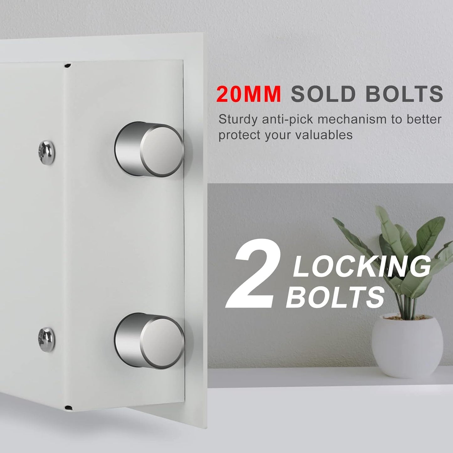 TIGERKING Digital Keypad Safe Box, 0.5 Cubic Feet Small Safe Money Safe Lock Box Cabinet Safes, Solid Alloy Steel Office Hotel Home Mini Safes for Cash Jewelry Documents(White)