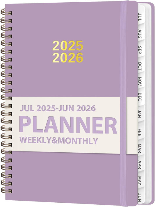 Planner 2025-2026 for Women & Men, Weekly and Monthly Calendar Notebook (July 2025 - June 2026), Hardcover Spiral Bound School Teacher Student Planner with Tabs, Inner Pocket, A5 (6.3" x 8.5")