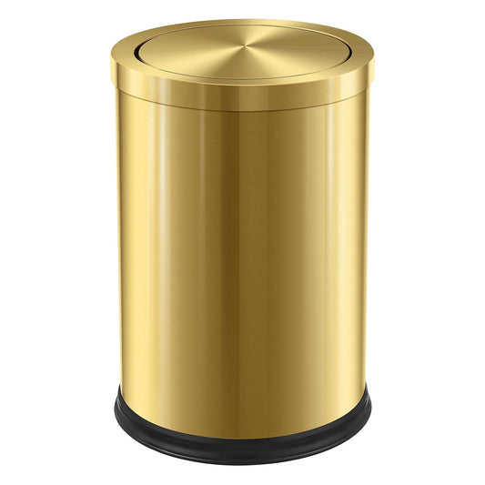 Stainless Steel Gold Trash can with Flipping Lid 2.4gallon Fingerprint-Proof Garbage cans Wastebasket Bin for Kitchen bothroom Living Room (Gold, 2.6 Gallon)