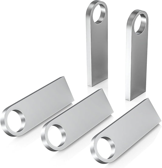 ABLAZE 32GB Flash Drive 5 Pack, Metal USB 2.0 Thumb Drives with Keychains USB Stick Pendrive (Sliver)