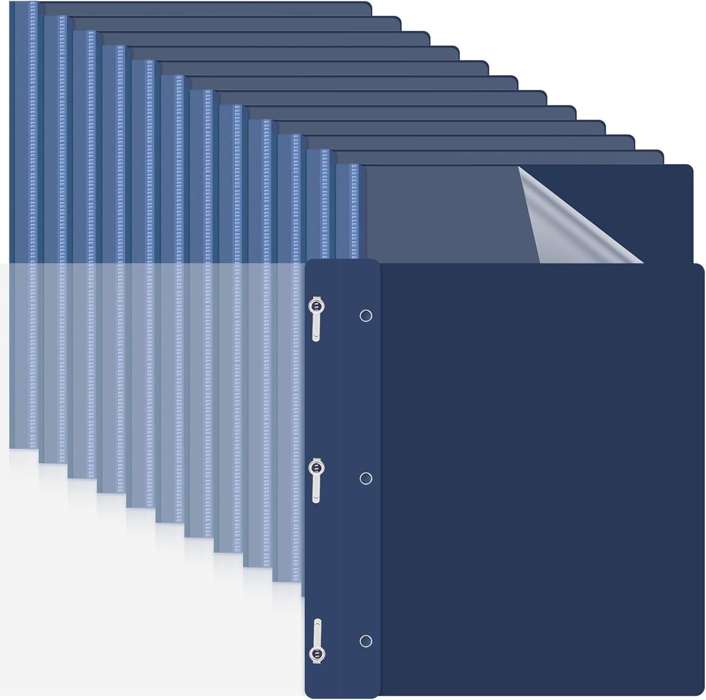 Teling 150 Pcs Plastic Report Covers with 3 Prong Clear Front Resume Folder Business Report Covers Bulk Presentation Folders Clear Front Report Folders for Documents, School, Office(Navy)
