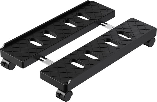 Adjustable Computer Tower Stand, Mobile CPU Stand with 4 Rolling Caster Wheels, Under Desk CPU Holder PC Floor Cart PC Riser for Gamers and Students (Black-Big)