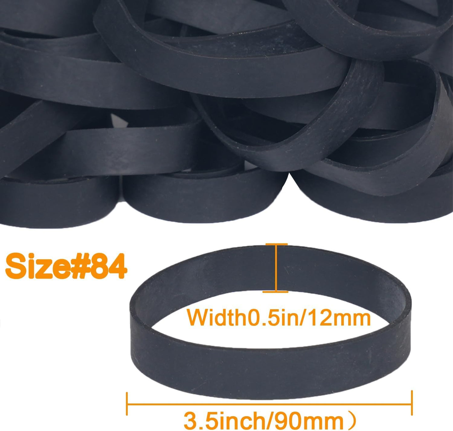 Tactical Rubber Bands Size #84,Elastic Band Black 50Pcs Heavy Duty Wide For Office Home Supplies (3-1/2" x 1/2'')