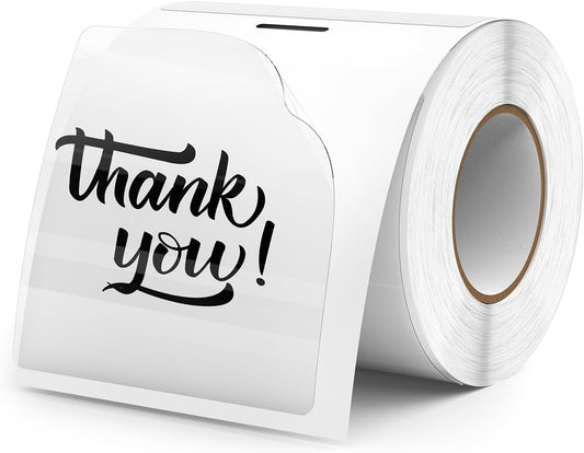 Transparent Thermal Labels 3 × 3 Inch Self Adhesive Printer Clear Stickers Vinyl Waterproof Roll Decals Rectangle Name Tag for Address Design DIY Logo Business 200 PCS