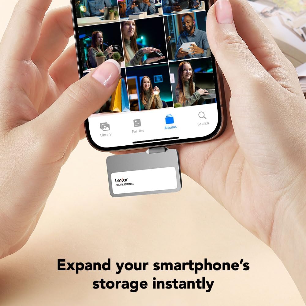 Lexar 1TB Professional Go Portable SSD, Supports Apple 4K 60fps ProRes, Up to 1050MB/s, USB 3.2 Gen 2, Rugged, IP65, Ultracompact, Compatible w/iPhone 15/16, External SSD (LSL400X001T-RNSNU)