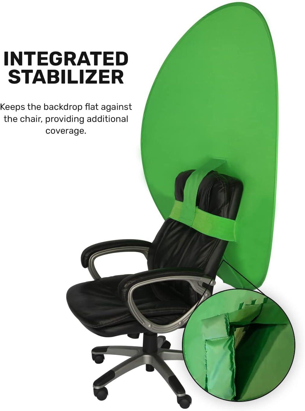 Webaround Big Shot 56" | Green | Portable Collapsible Webcam Backdrop | Attaches to Any Chair | Wrinkle-Resistant Fabric | Ultra-Quick Setup and Takedown | Perfect for Zoom, Webex, Teams, etc.