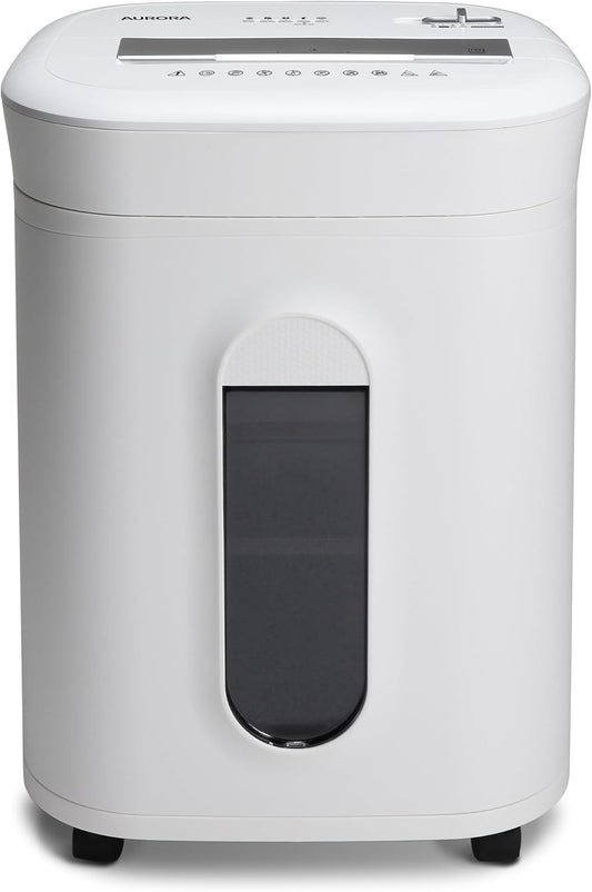 Aurora High-Security 10-Sheet Micro-Cut Paper and Credit Card Shredder with 6 Gallon Pullout Basket / 60 Mins Running Time/Security Level P-5