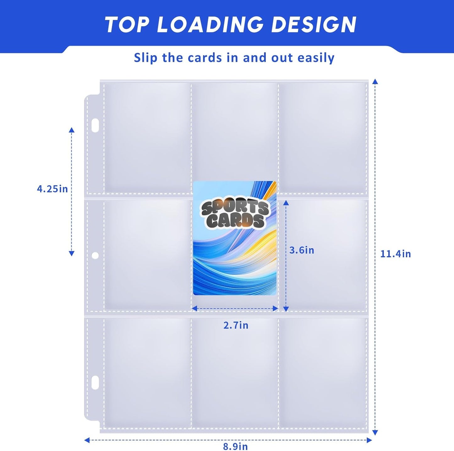 80 Pack 9 Pocket Trading Card Sleeve Pages,Page Protectors Card Sleeves Binder Sheets for 3 Ring Binder,Card Binder Sleeves for Baseball, Football, Game Sport Business Cards