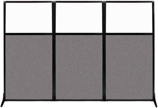 Versare Workstation Partition | Portable Wall Divider | Modern Office Cubicle | Free Standing Privacy Screen | Flexible Work Space | 99" x 70" W/Window, Slate Fabric Panels