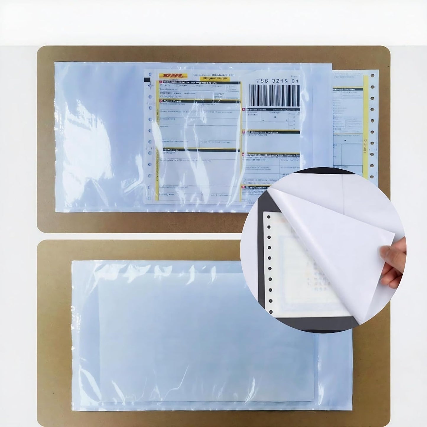 500Pcs Clear Packing List Envelopes, 9.5" x 12" Self-Adhesive Mailing Labels for Envelope, Waterproof Shipping Pouch Enclosed Bags Fit 8.5x11 inch Packing Slip Invoice Sleeves