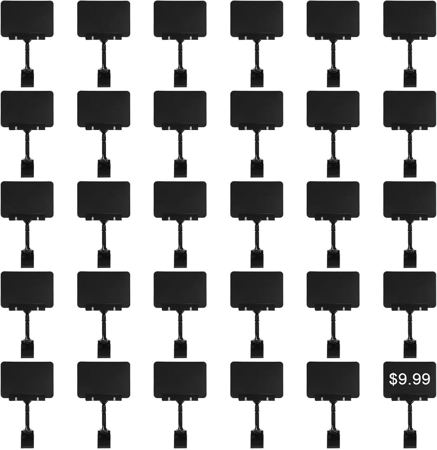 30Pcs Mini Chalkboard Sign Clips 360° Rotating Double Head Clip On Sign Holder Erasable Price Display Signs for Shelves, Store, Business, Exhibition(Black)