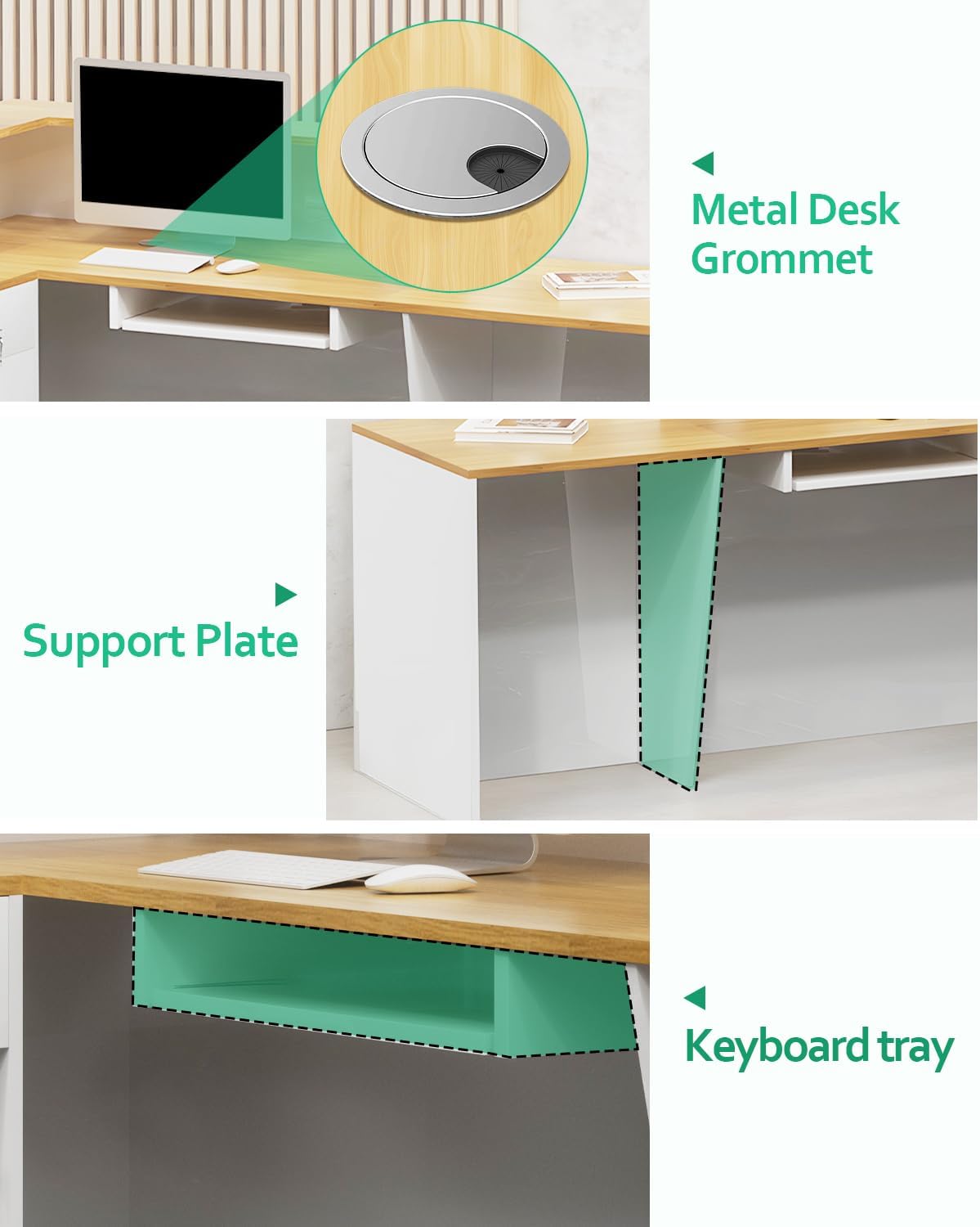 L Shaped Reception Desk, Solid Wood Front Desk with Counter & Lockable Drawers, Retail Checkout Customer 2 Person Secretary Desks for Home Office Lobby Store (63in,Right)
