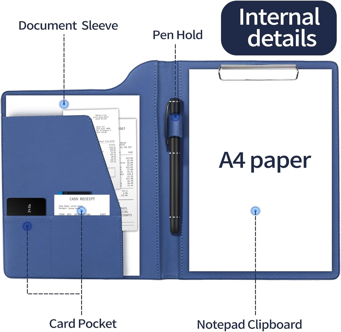 Personalized Padfolio, Customized Leather Clipboard Portfolio Binder add Your Business Logo Text Image for Sales Interview Legal Document A4 Writing Pad for Business Office