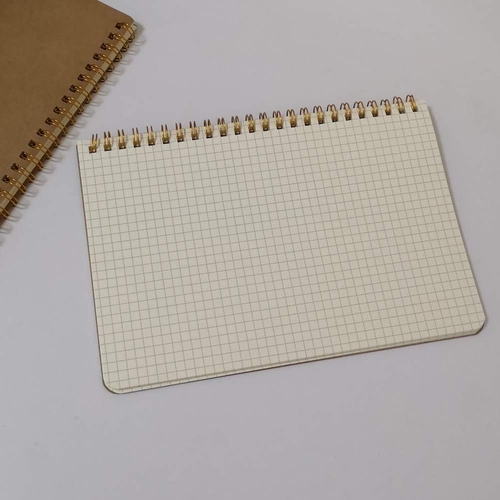 YUREE Spiral Notebook A5/Softcover Spiral Journal, Square Grid Pages, 50 Sheets (100 Pages), 8.45" x 5.8", Brown, 20 Pack