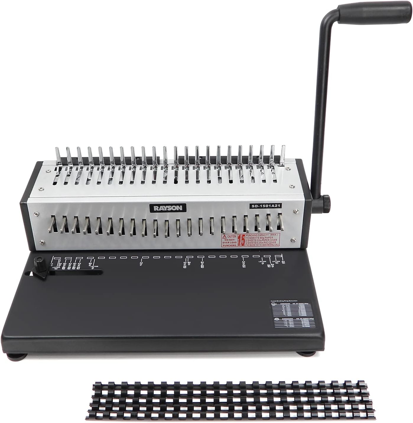 Rayson SD-1501A21 Binding Machine with Combs Set - 21 Hole / 200 Sheets Comb Binder for Punching or Binding