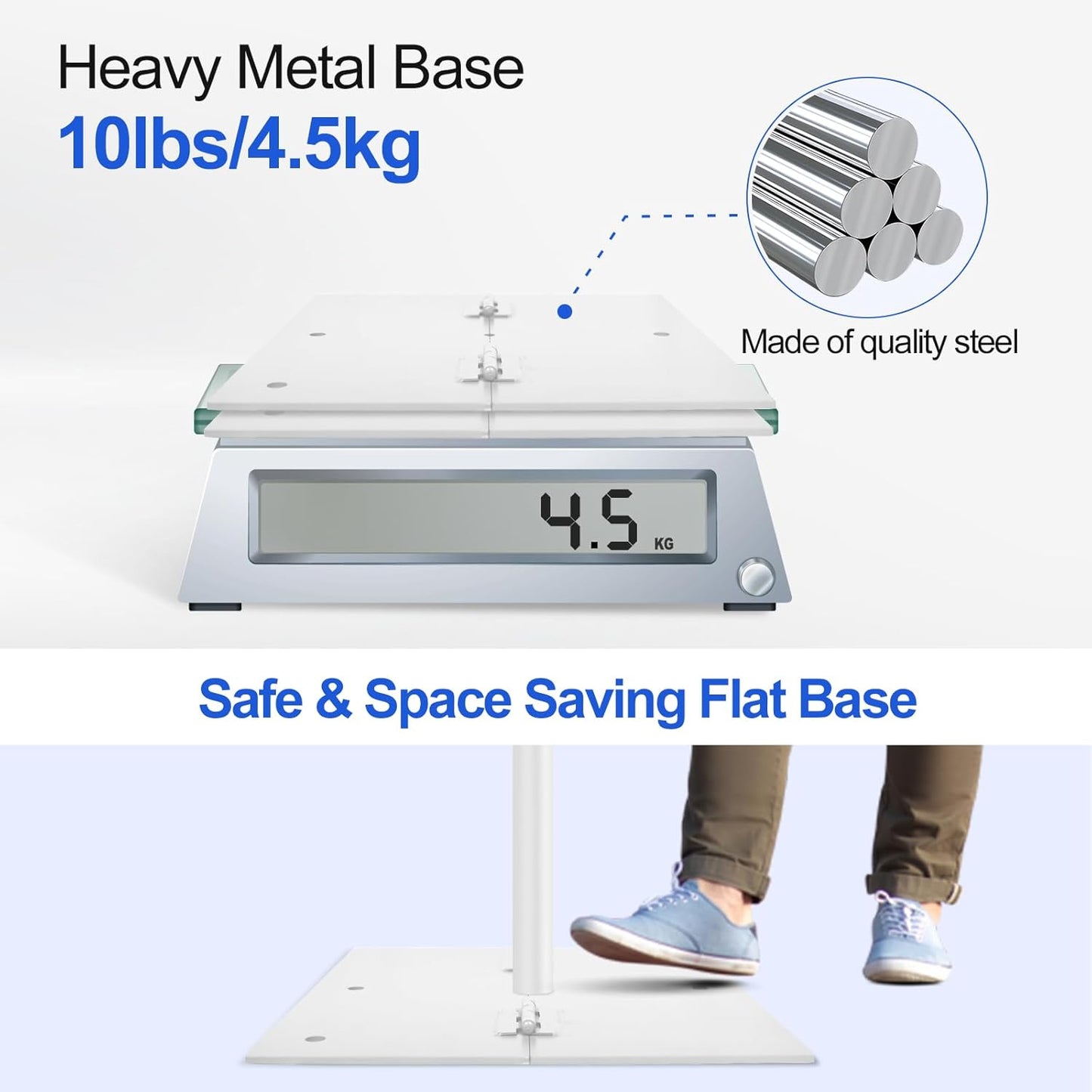 EMART Backdrop Stand, 8.5x10ft Width Adjustable Photography Background Support Poles with Heavy Duty Flat Base, Photo Metal Steel Pipe and Drape Frame Kit for Parties Birthday Wedding - White