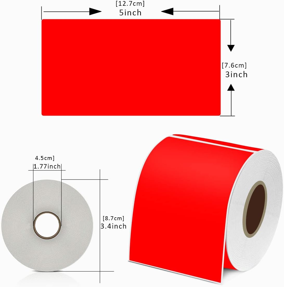 PARLAIM 3 X 5 Inch 250 Per Roll Rectangle Inventory Color Coding Labels,Roll Square Label Stickers for Home Red
