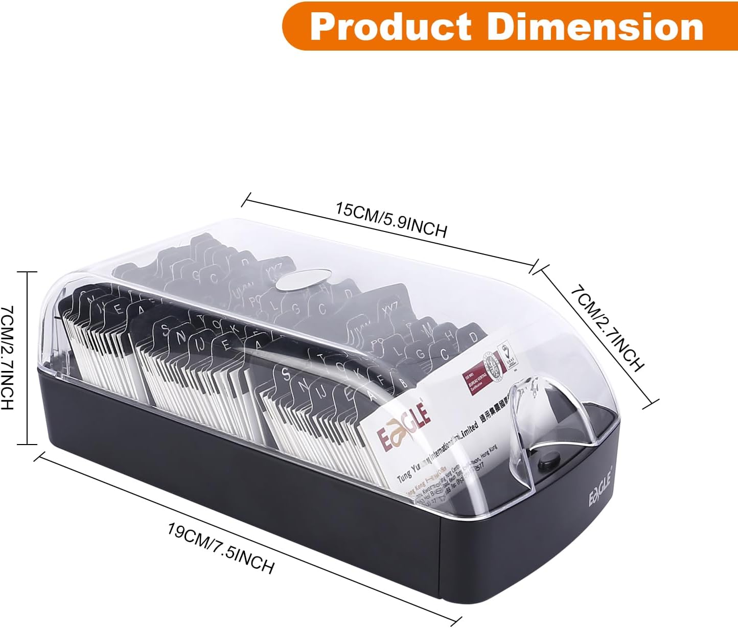 Eagle Business Card Box, Push-Button,Storage up to 550 Cards (Medium)