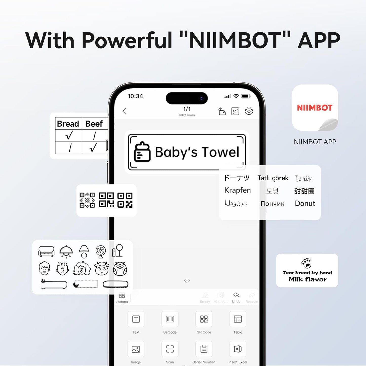 NIIMBOT B1 Label Maker with Tapes, 2 Inch Portable Thermal Label Printer for Home School Office Small Business, Address, Bakery, Crafts, Retail, Support Smartphones & PC，Dark Blue