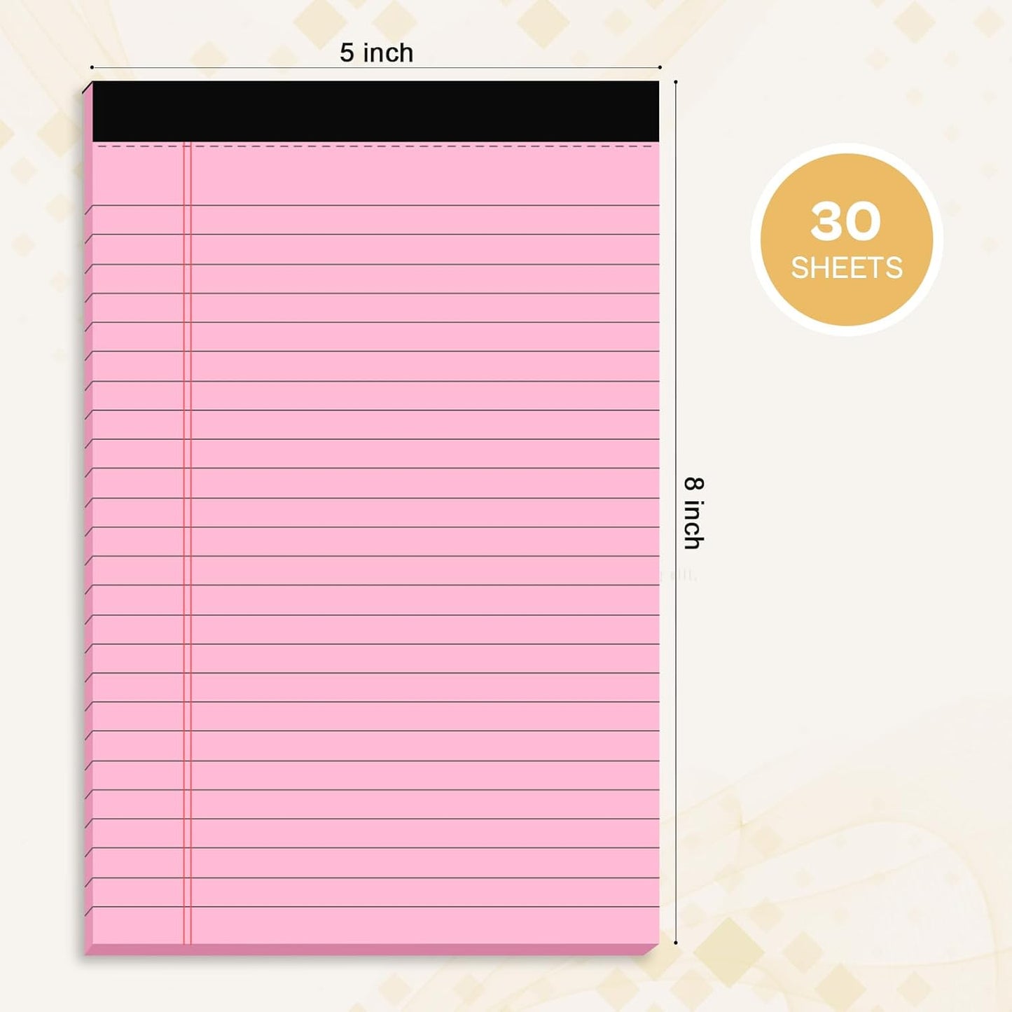 4 Pack Note Pads 5 x 8 Inch Pink Small Legal Pads 5 x 8 Colored Notepad 5 x 8 Micro Perforated Writing Pads Lined Paper Pads College Ruled Pad Paper 30 Sheets Notebook for Study, To-Do Lists, Office