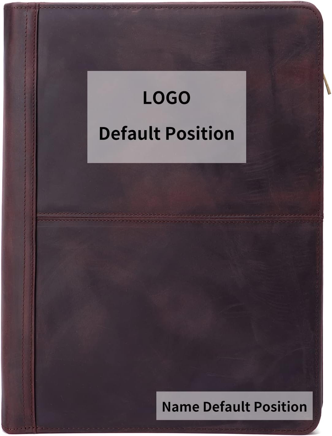Personalized Genuine Leather Portfolio with 3 Ring Binder, Full Grain Leather Padfolio Zippered, A4 Notebook Holder Customized Professional Folder Organizer Gift for Men and Women, Dark Brown