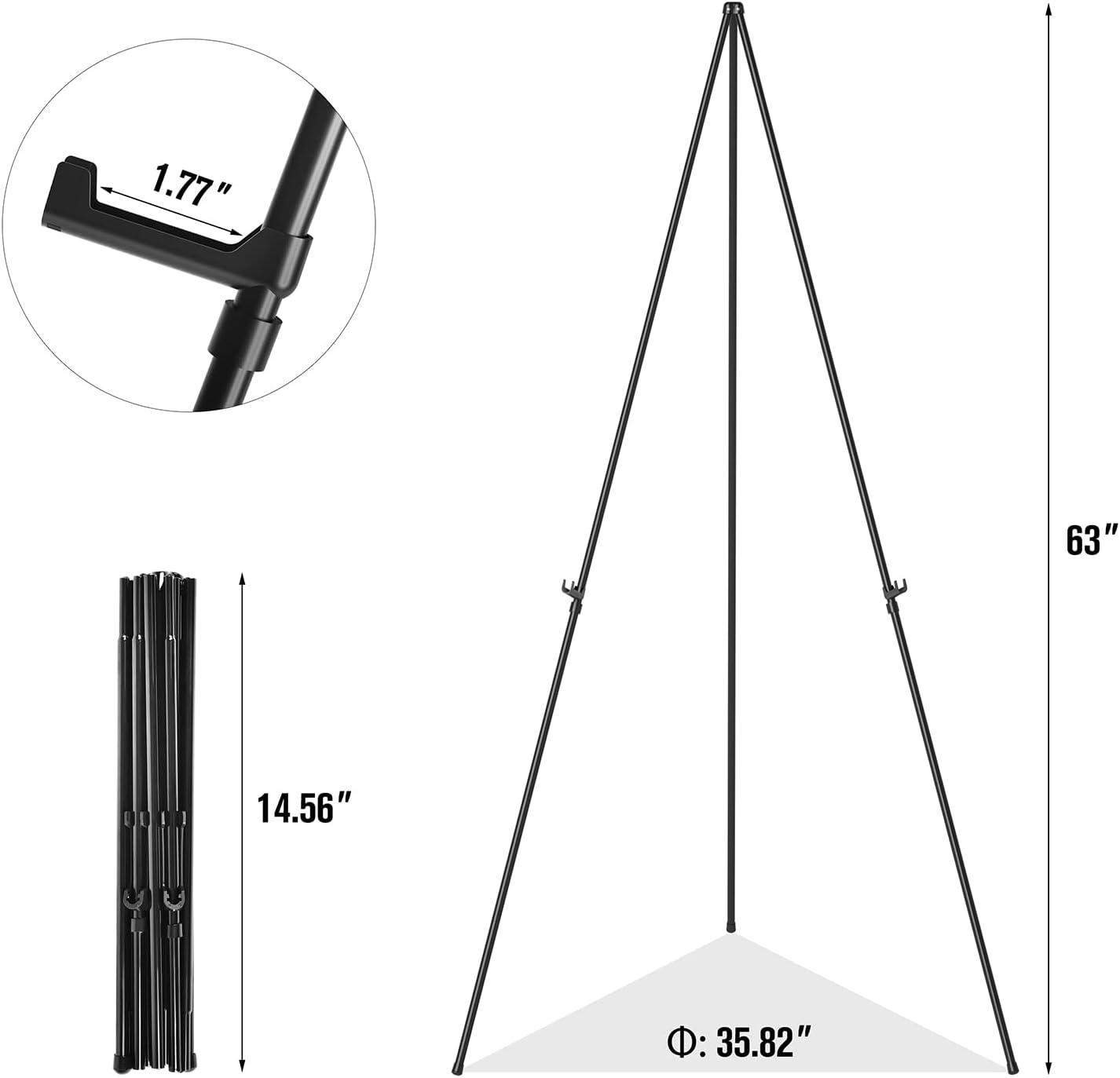 Easel Stand for Display, Aredy 63" Portable Painting Easel, Lightweight Metal Easels for Painting Canvas, Wedding Sign (4 Pack)