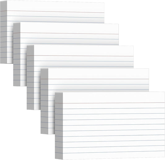 250 Count Index Cards 3 x 5 Inch, Heavyweight White Lined Note Cards Portable Ruled Flash Cards Perfect for Studying and Organizing, Note Taking Study Flashcards for Home, School and Office