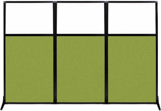 Versare Workstation Partition | Portable Wall Divider | Modern Office Cubicle | Free Standing Privacy Screen | Flexible Work Space | 99" x 70" W/Window, Lime Green Fabric Panels