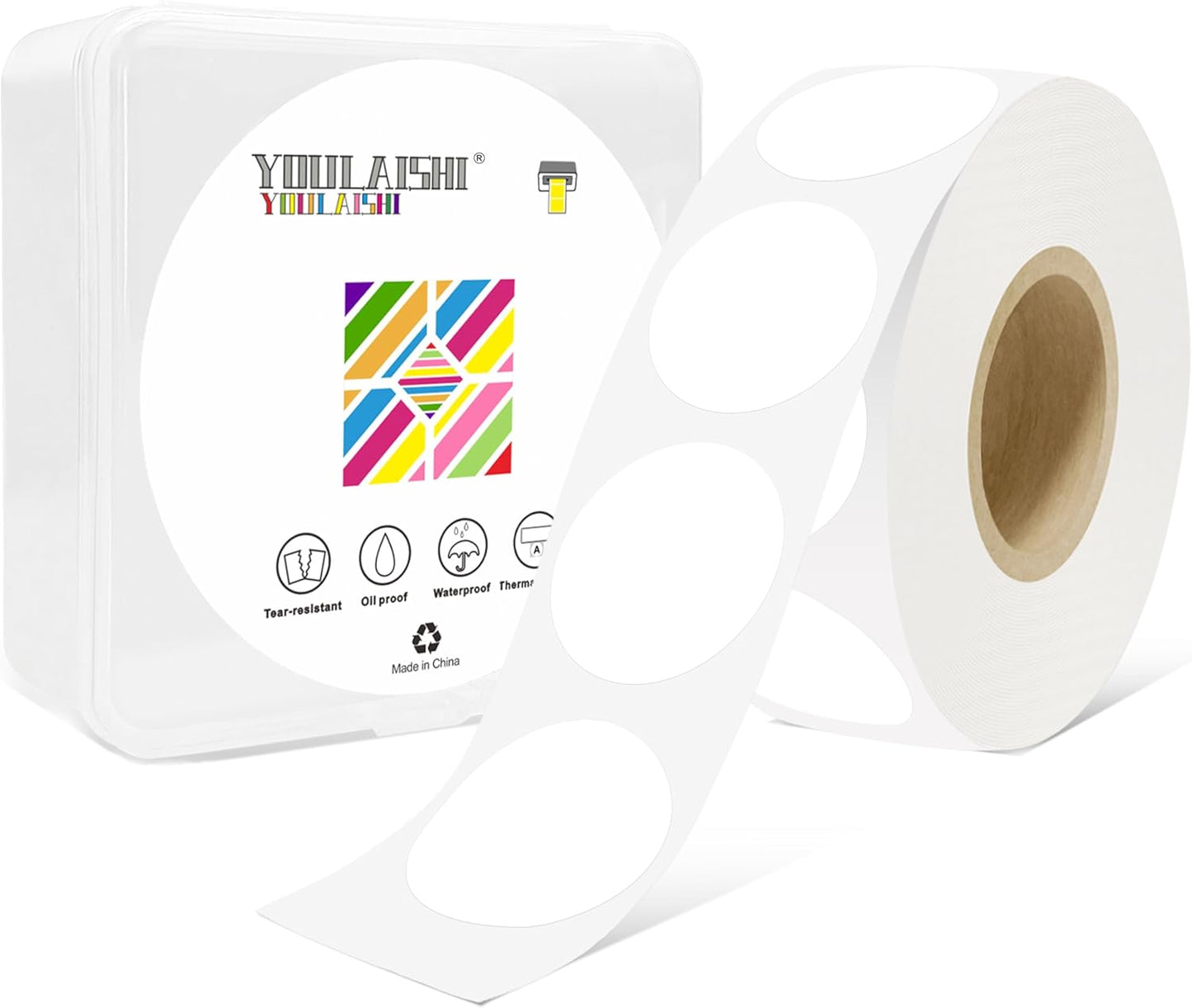 1 Inch Circle Dot Stickers 1000 PCS White Color Coding Thermal Labels Dots Writable Printable Small Round Stickers for Office, Classroom, Inventory, Garage, Organizing Storage, DIY