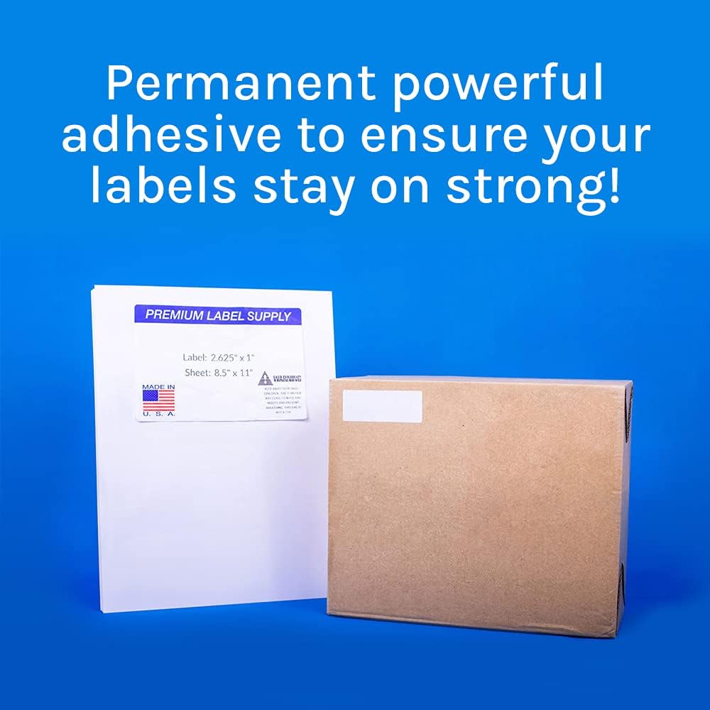 Premium Label Supply White Address Sticker Labels – 2.625" x 1" – Laser/Inkjet Compatible – (30 per Sheet), 500 Sheets - 15,000 Total Adhesive FBA Labels