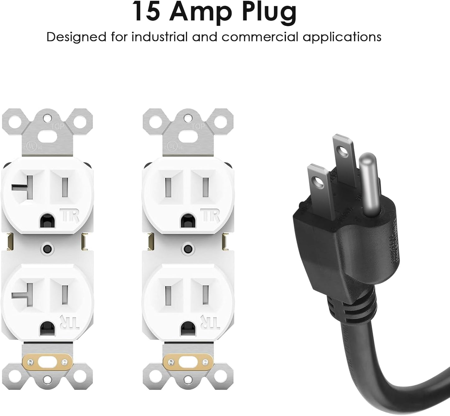 JUNNUJ Heavy Duty 20 Amp Power Strip 4800J, 16 Outlets 12 Gauge Garage Industrial Surge Protector, High Amp 5-15P Adapter Shop 6-20R T-Slot Metal Outlet, 6 FT Extension Cord Commercial for Appliance