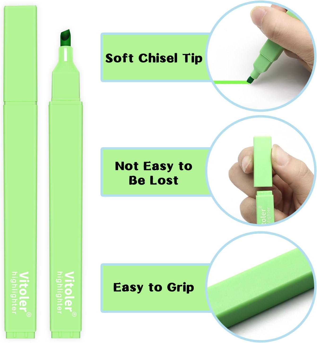 Vitoler 10Pack Bible Highlighters, Cute Assorted Colors Pastel Highlighters No Bleed Chisel Tip Highlighter for Aesthetic School Supplies