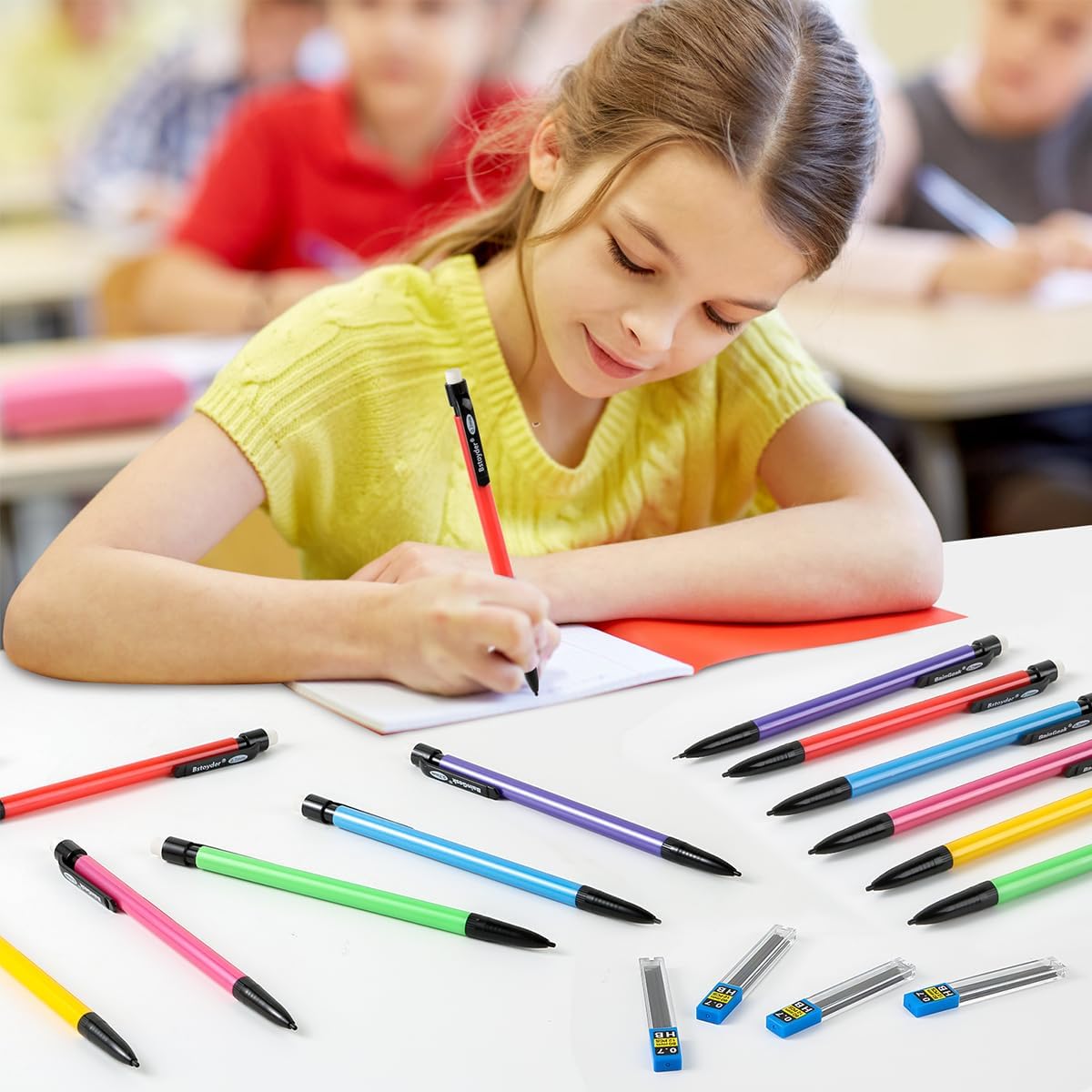 Mechanical Pencils, 0.7mm Medium Point, HB #2 Lead, 210 Pack Bulk Mechanical Pencils and 48 Tubes Refills, Assorted Colored Barrels, Office School Supplies