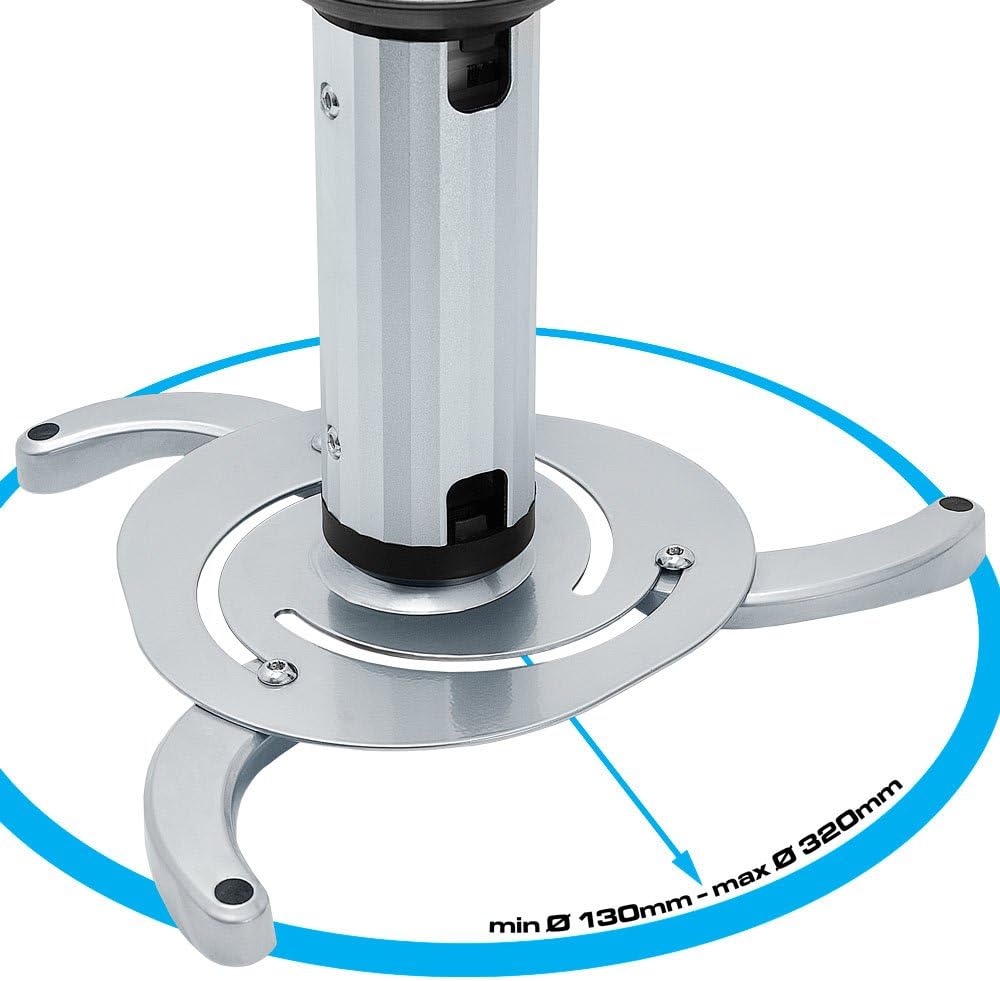 Cmple - Universal Adjustable Ceiling Projector Mount, 360 Degree Swivel Rotatable Projector Bracket - Max 22lbs (Silver)