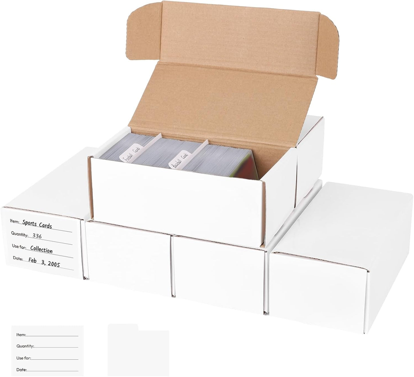 6 Pack Trading Card Storage Box, 400 count Sports Game Cards Collector Boxes, Cardboard Storage Boxes Bulk with Dividers for Card Collection, 7.3 x 3.7 x 2.75 Inches