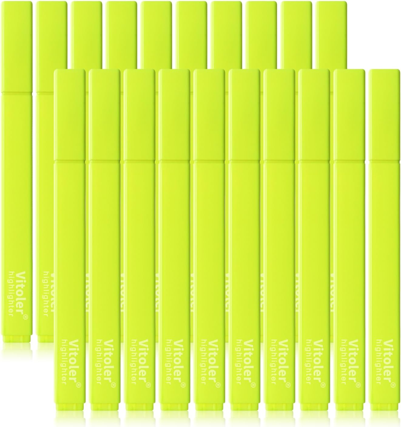 Vitoler Fluorescent Yellow Highlighters,20 Pack Bright Color Chisel tip Highlighters for Adults Kids in the Home School Office