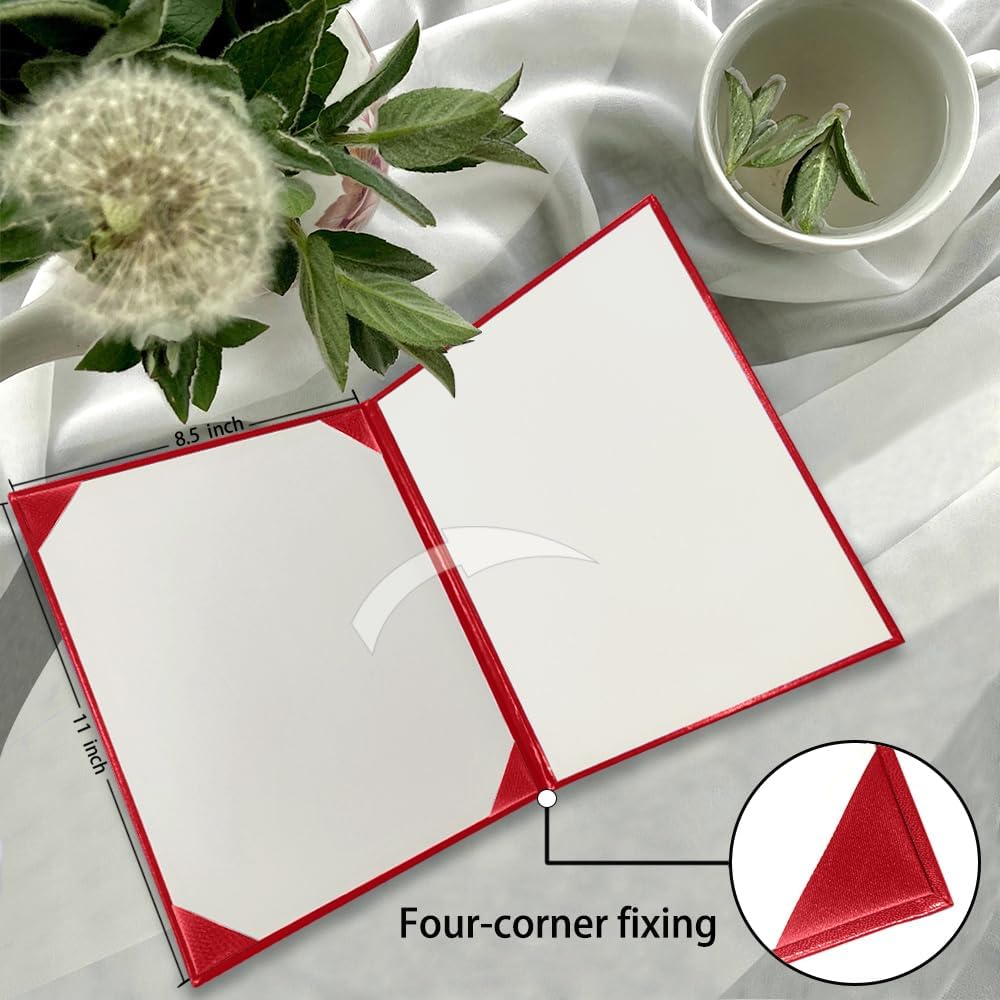 Certificate Holders 8.5"x11" Graduation Diploma Cover Document Leather Folders,Red-100 Pack