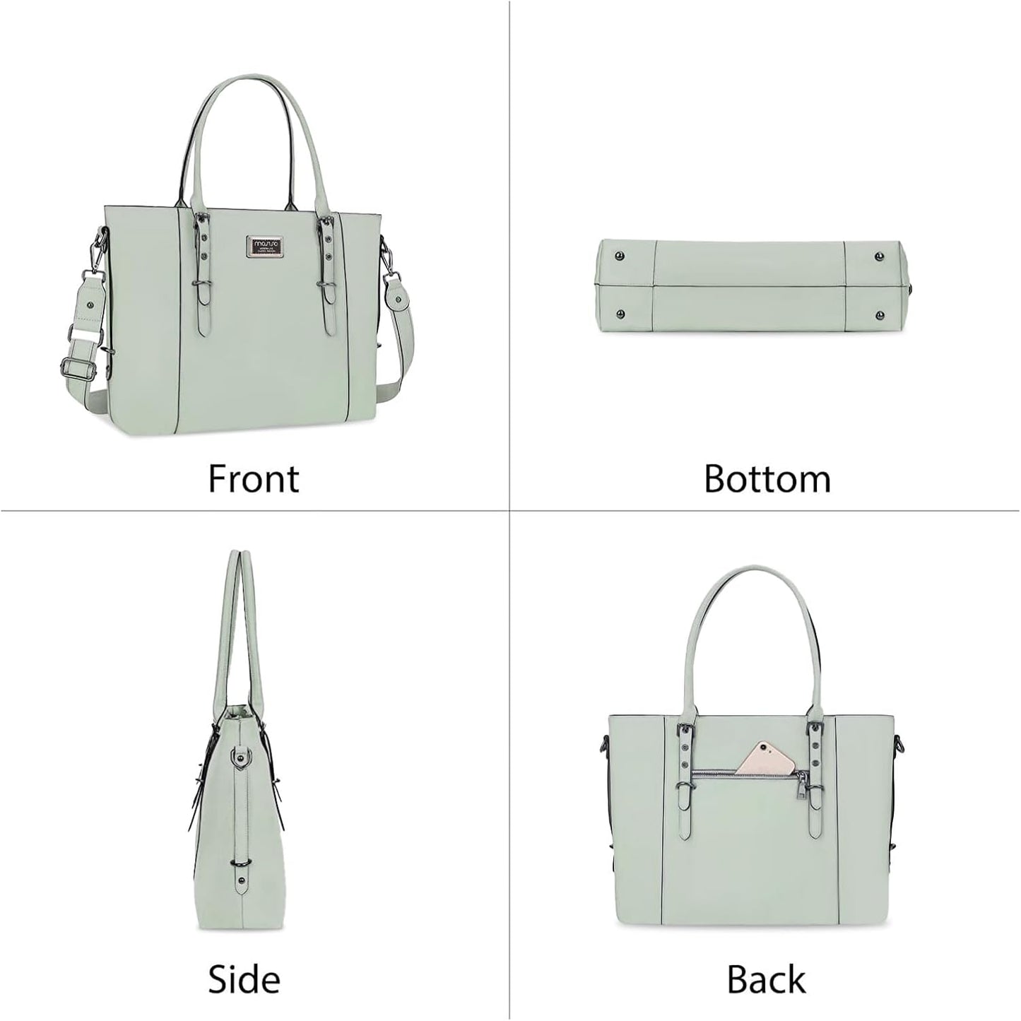 MOSISO PU Leather Laptop Tote Bag for Women, Waterproof Large Capacity Business Work Briefcase Shoulder Laptop Bag