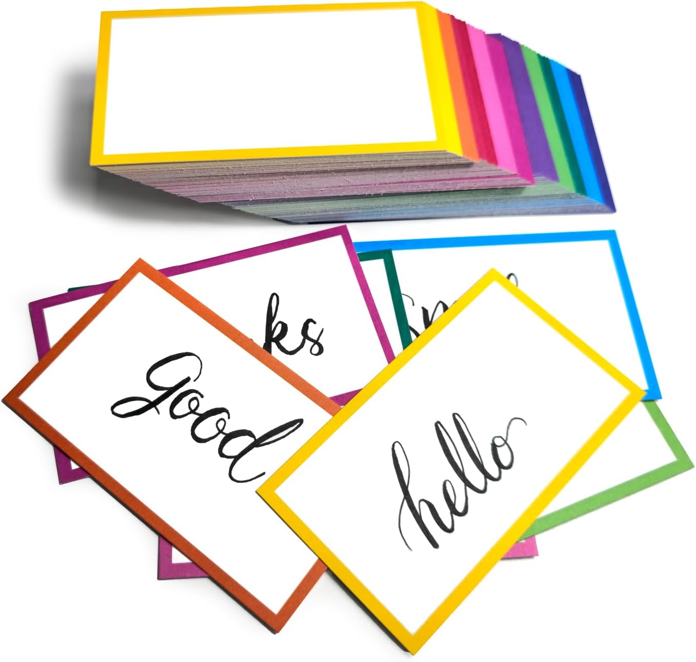 PPAPPAPPIYO 3.5x2 Decorative Color Index Cards / (Set of 100) Blank index cards 260gsm (Multicolor)