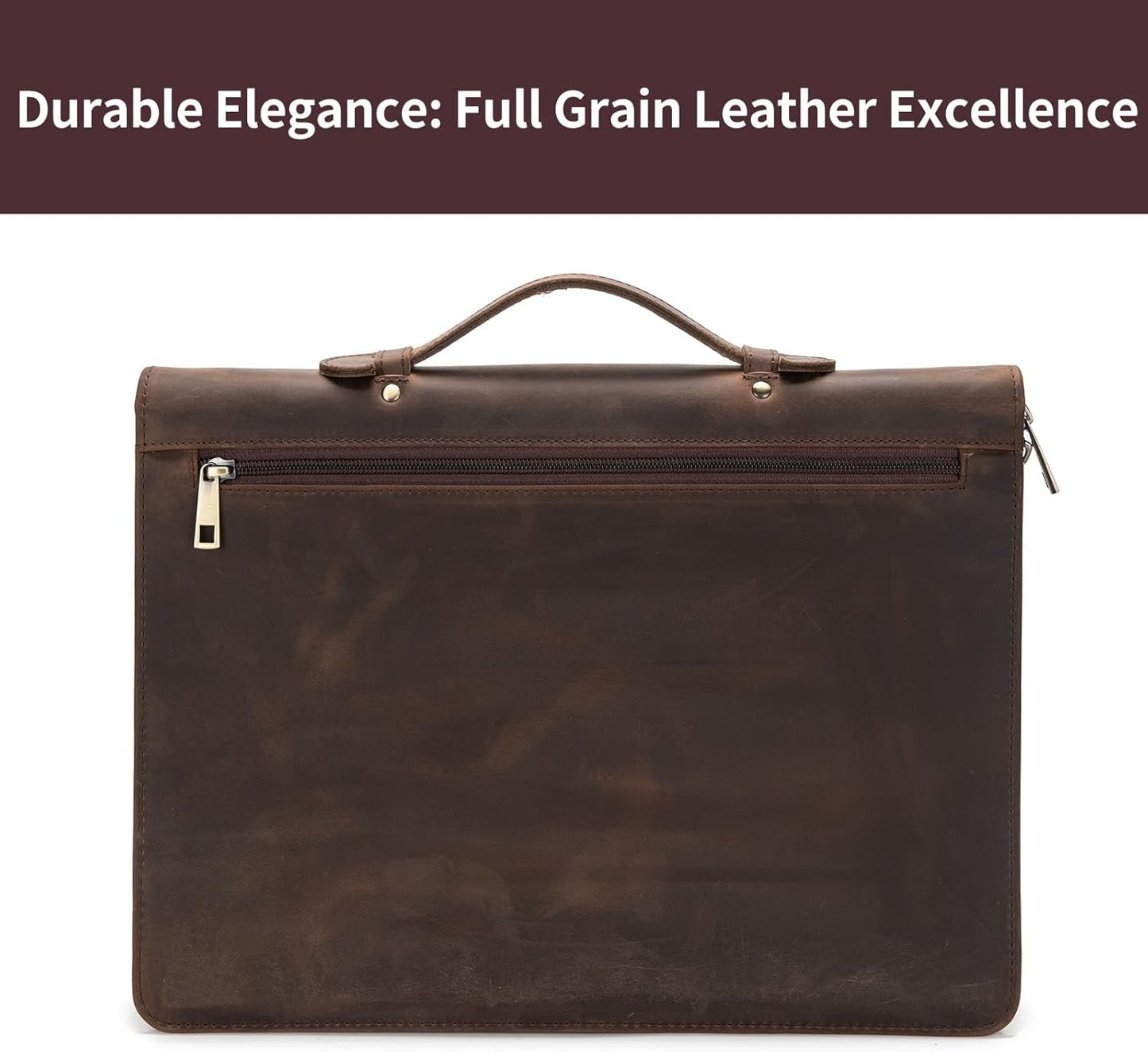 Personalized Genuine Leather Portfolio with Hidden Handle, Zippered Front Pocket, 8.5 x 11 Notebook Holder, Custom Engraved Business Legal Padfolio Travel Folio for Men Women, Dark Khaki