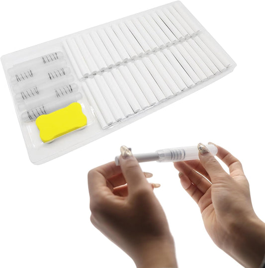 70PCS White Dustless Chalk with 6 Holders & Eraser – Non-Toxic Bulk Chalk Set for Blackboards, Perfect for School, Office, and Home Use.