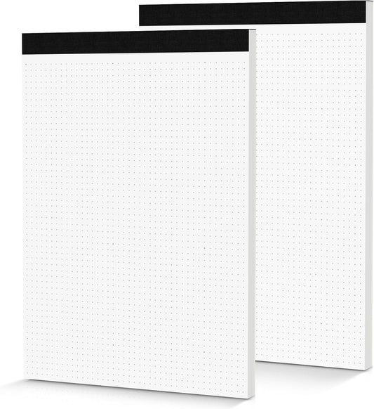 Dot Grid Notepad 8.5 x 11, 2 Pack, 5x5 Dotted Graph Paper 8-1/2 x 11", Dotted Journal Notepad for Sketching Journaling, Micro Perforated, White Thick Paper 1/5" Dots Notes Writing Pad, 30 Sheets/Pad