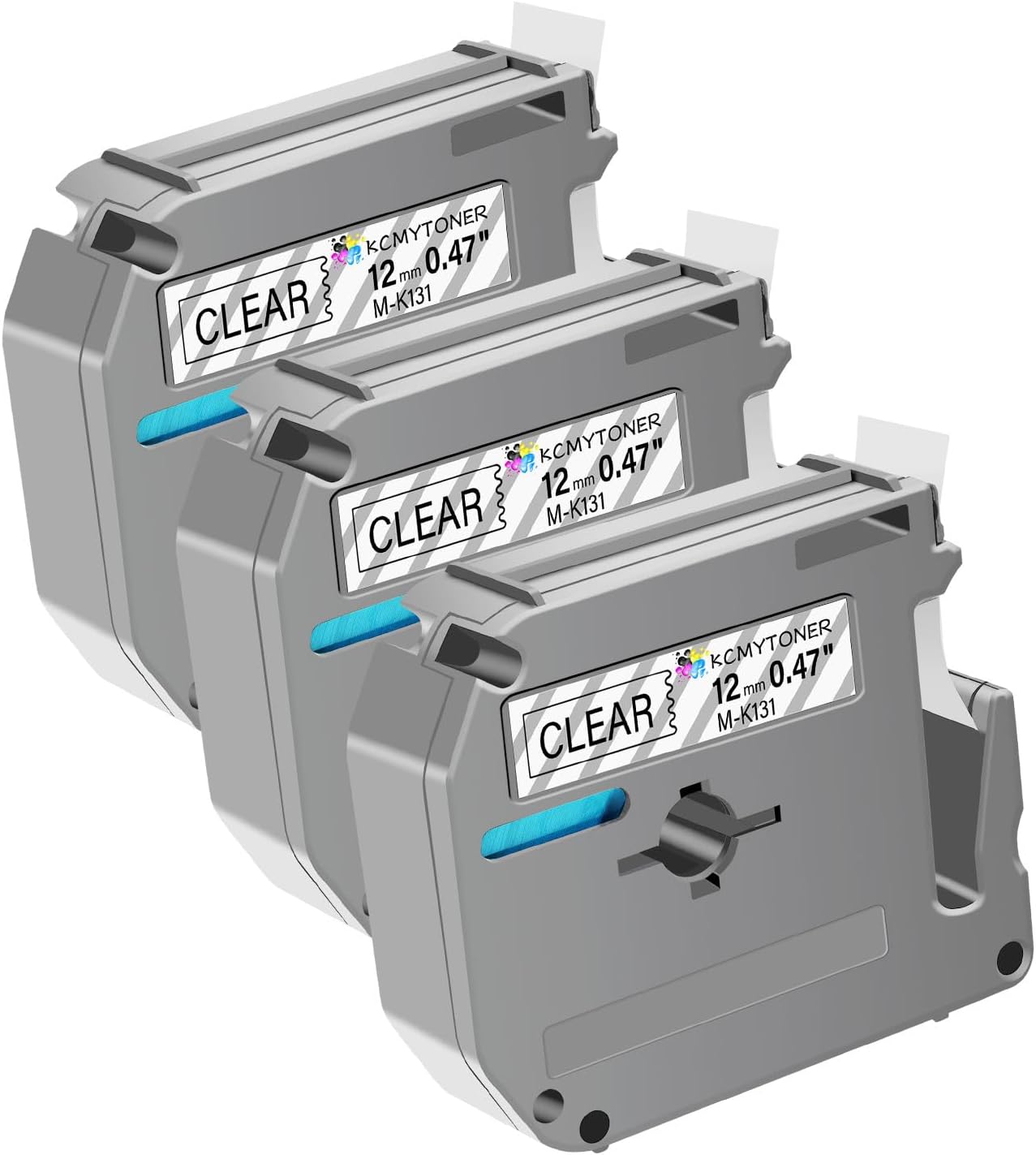 Compatible for Brother P-Touch M Tape M-K131 MK131 M131 MK-131 Black on Clear Label Tape 0.47" (12mm) x 26.2ft for PT-90 PT-M95 PT-70 PT-70BM PT-85 PT-80 PT-45 PT-65 Label Makers, 3 Pack